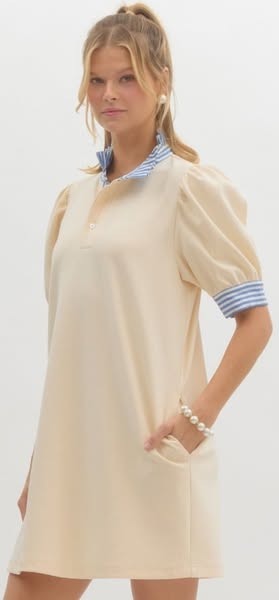 Solid Short Sleeve Polo Dress