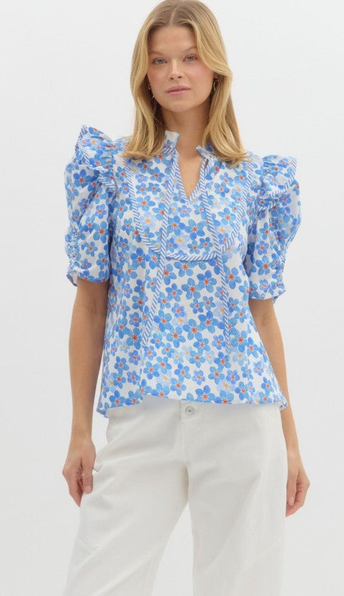 Floral Print Puff Sleeve Top